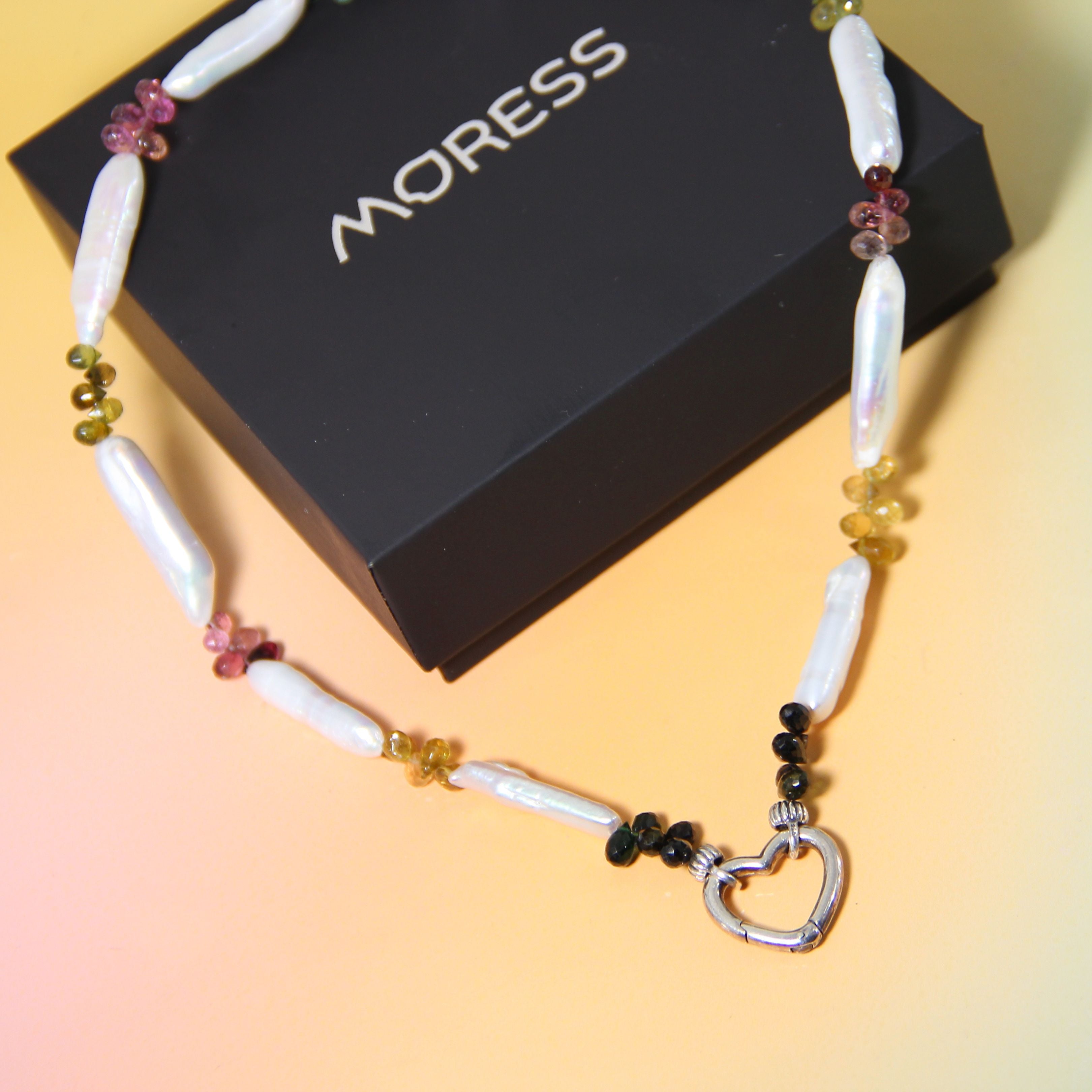 MoressPLAY Tourmaline and Pearl Necklace Set with Lock