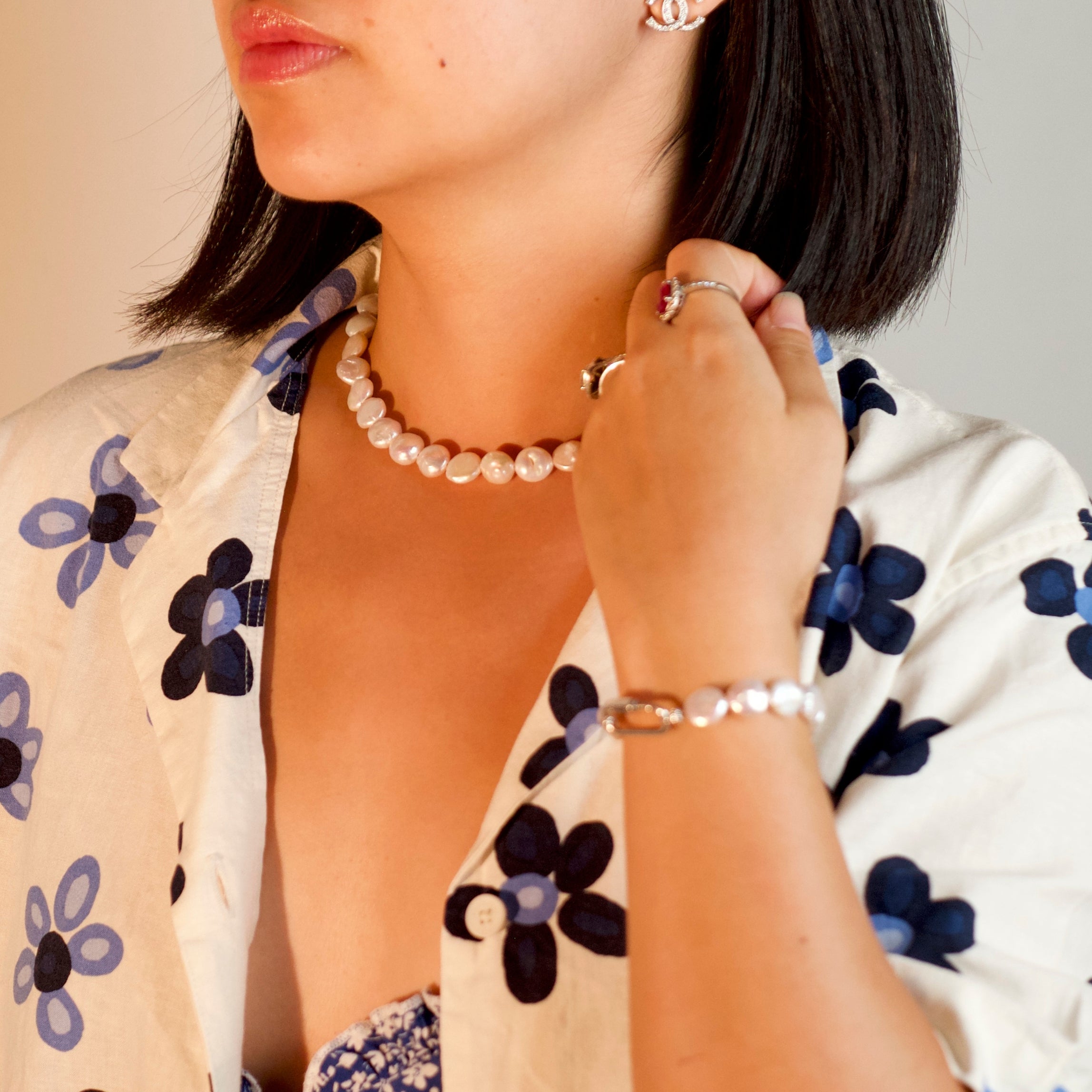 Coin Freshwater Pearl PLAY Necklace and Bracelet