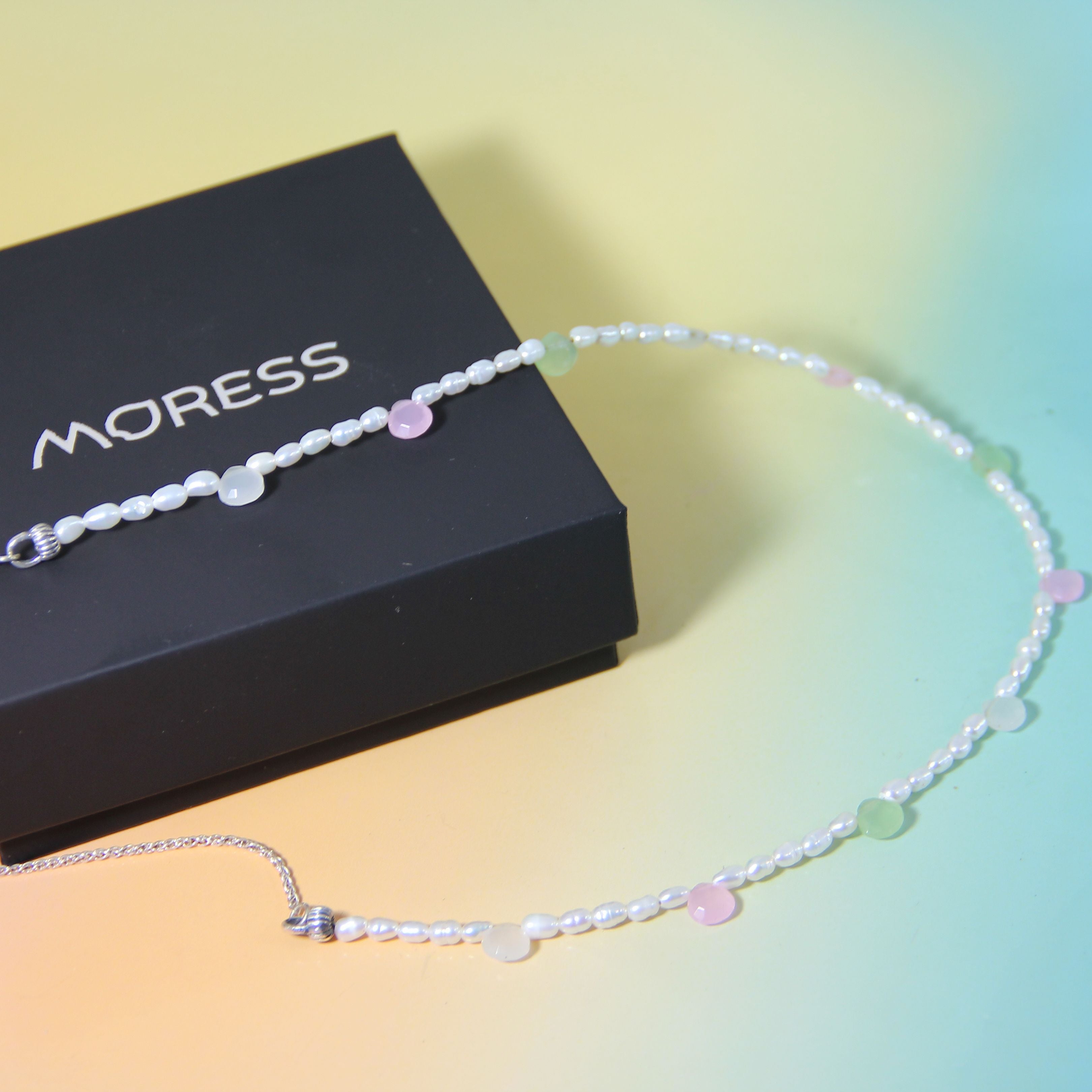 Adjustable Freshwater Pearl Necklace and Gemstones