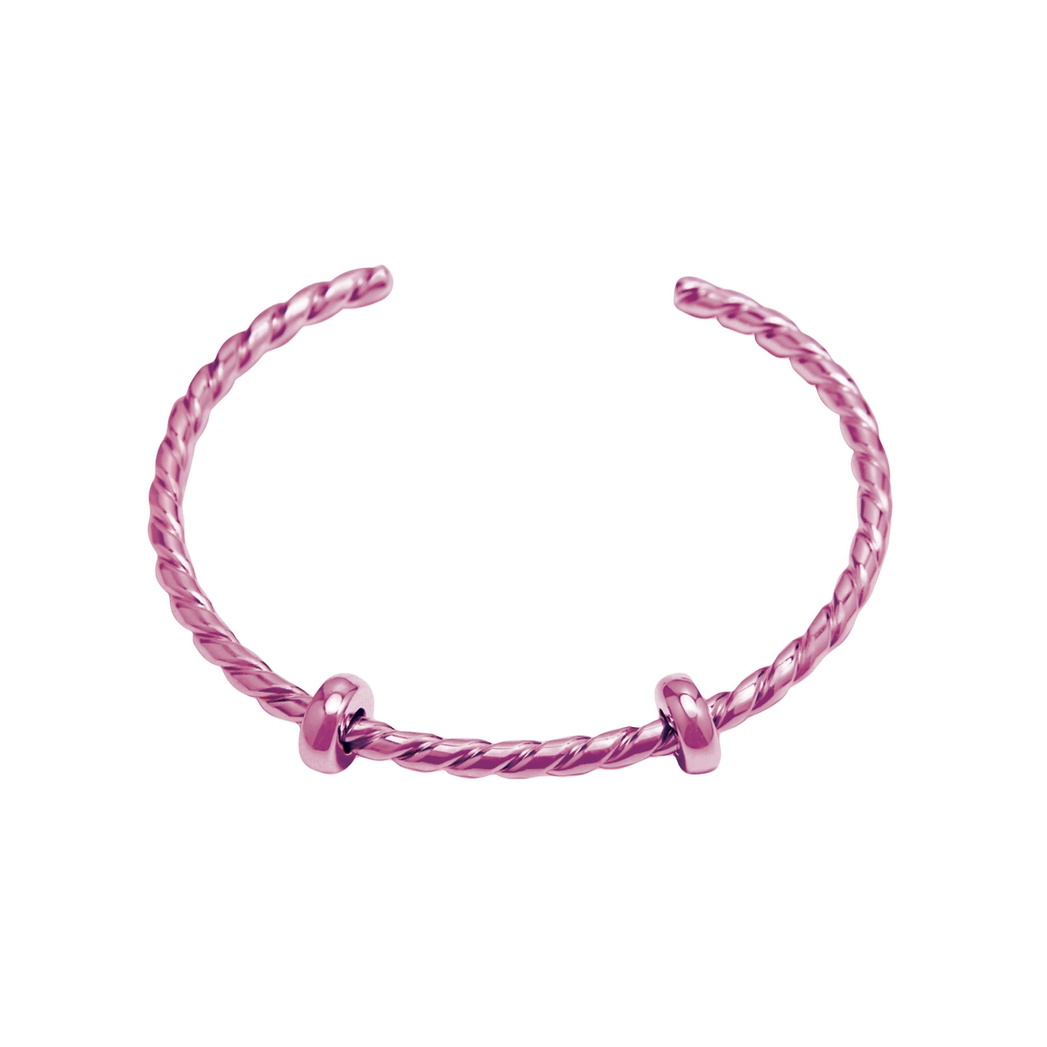 Joyful Pink:  Sterling Silver Twisted Open Bangle