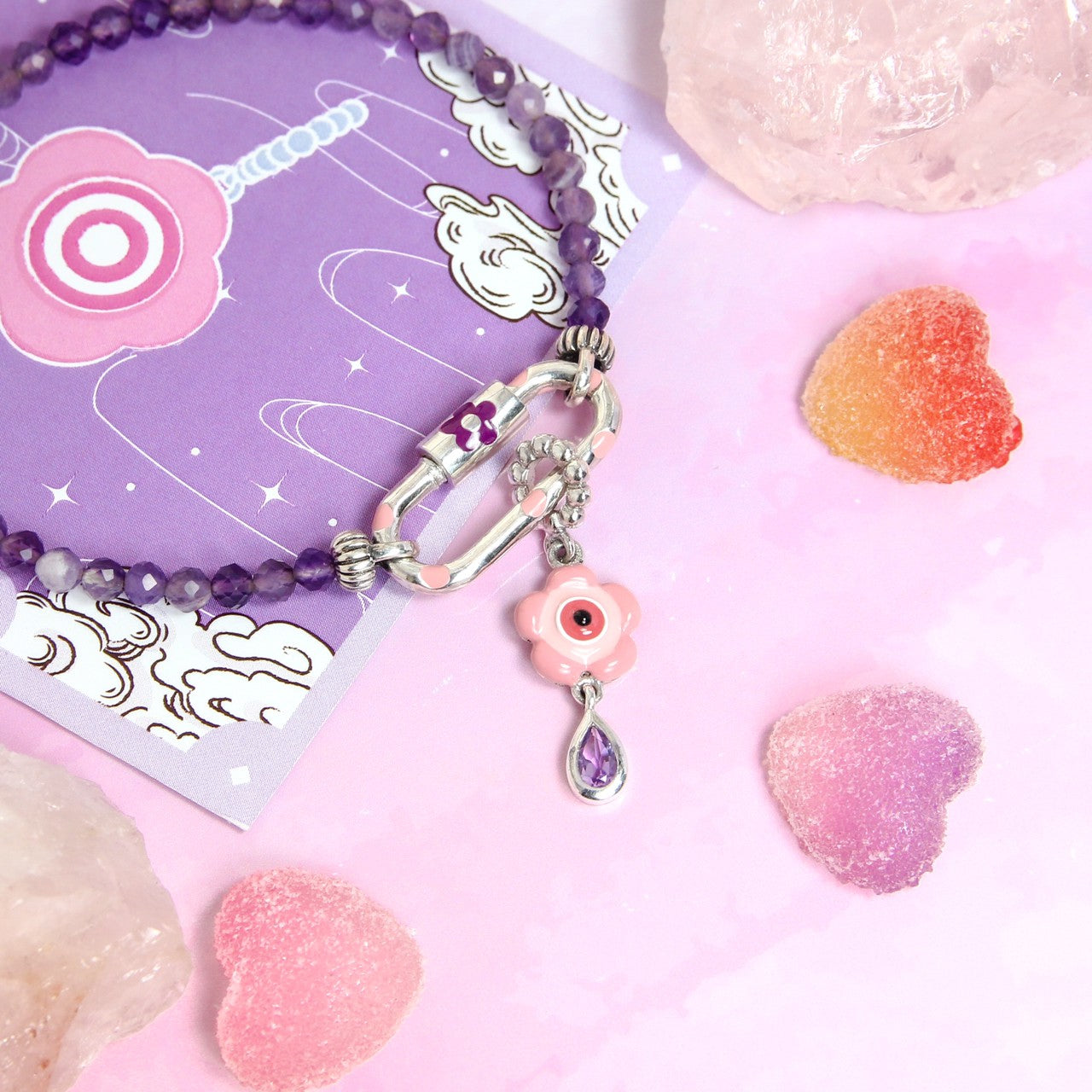 Pink Evil Eye Bracelet Set