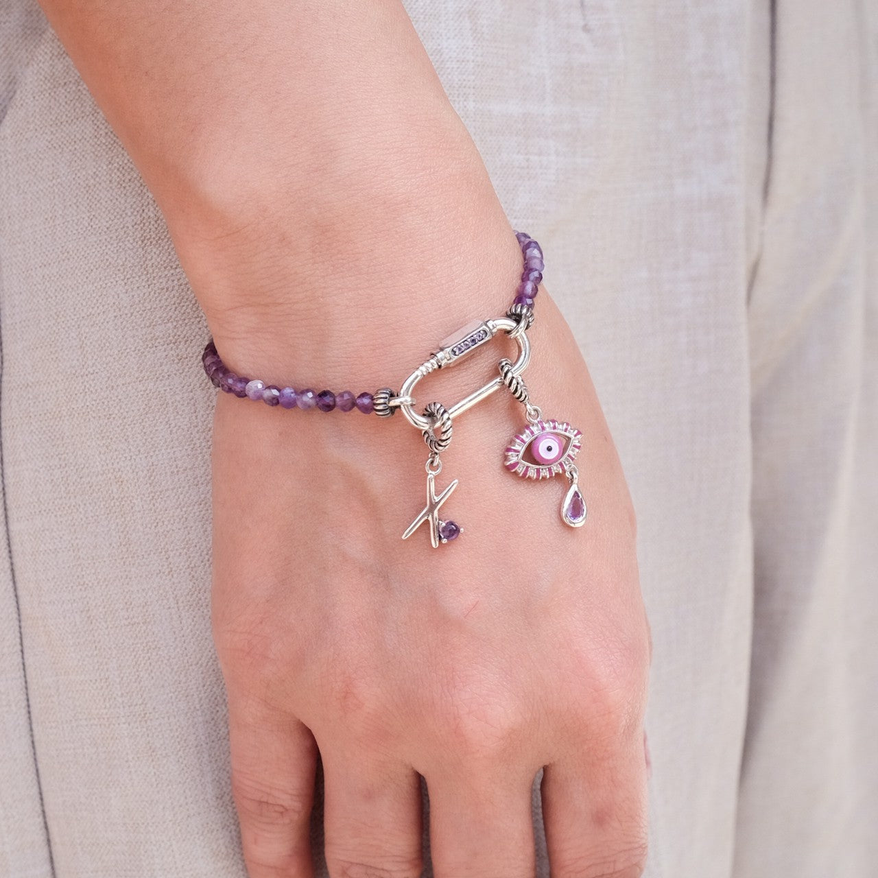 Pink Evil Eye Bracelet Set