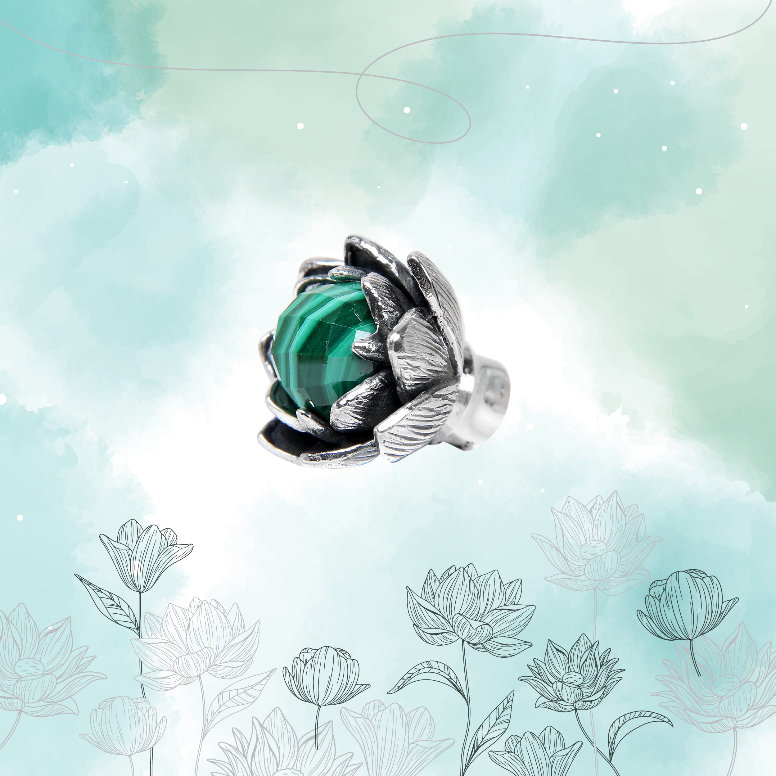 Lotus Malachite Bangle Lock