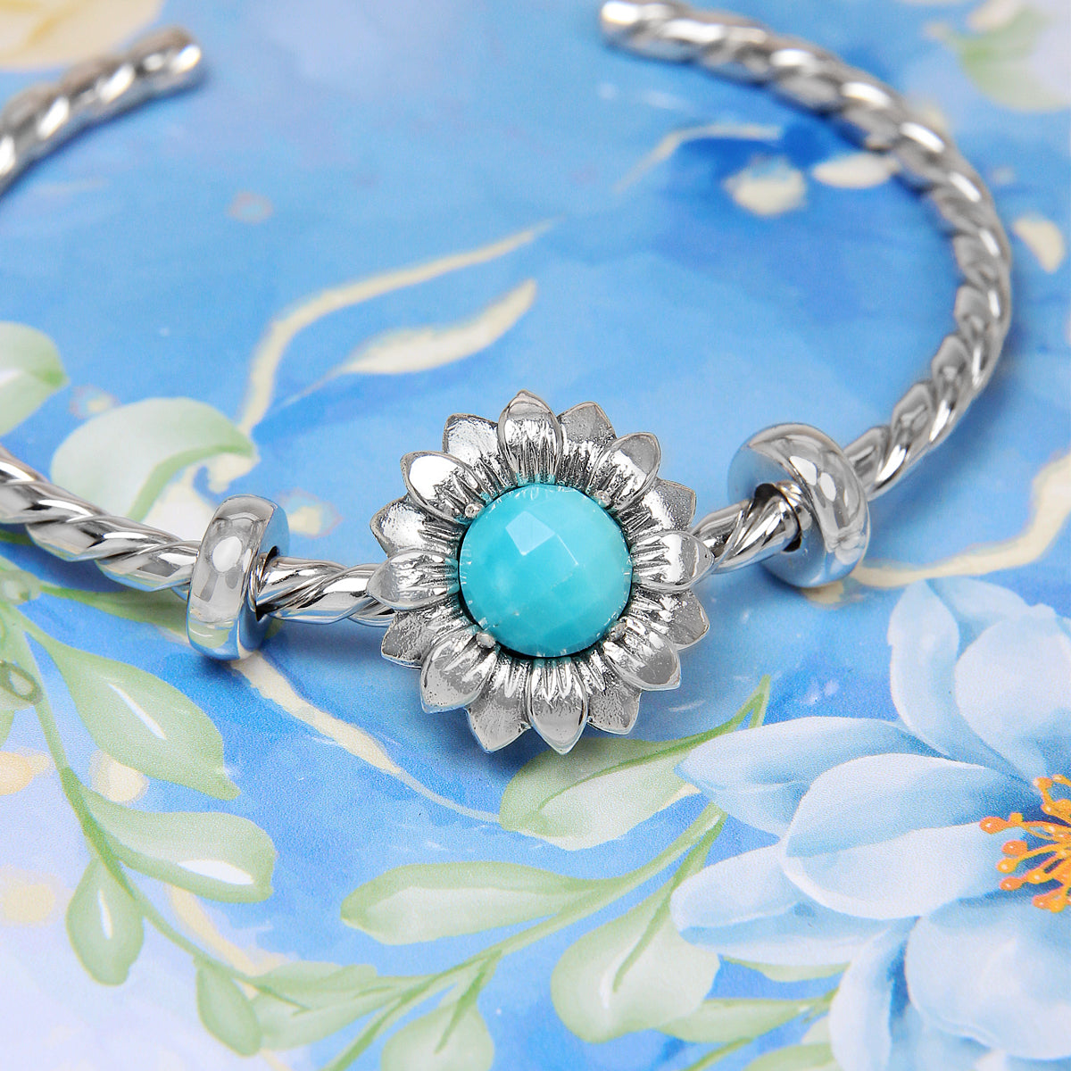 Turquoise Flower Stopper Charm