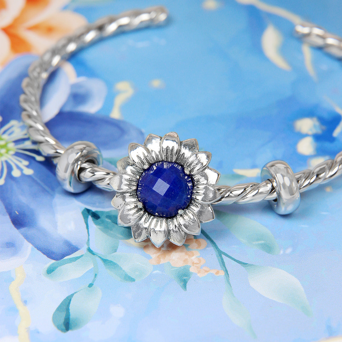 Lapis Lazuli Flower Stopper Charm