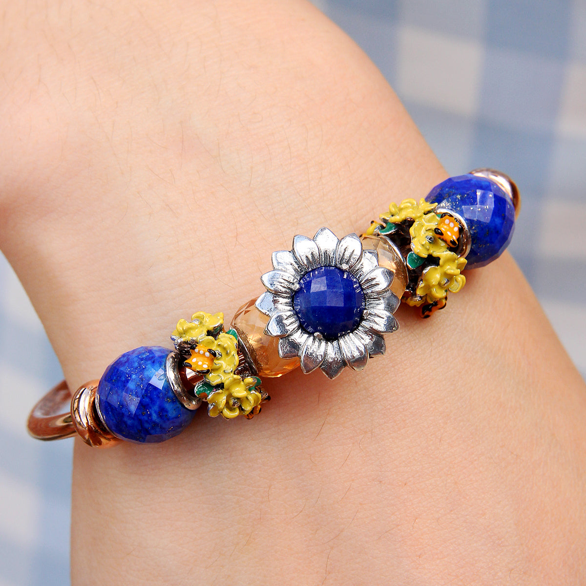 Lapis Lazuli Flower Stopper Charm