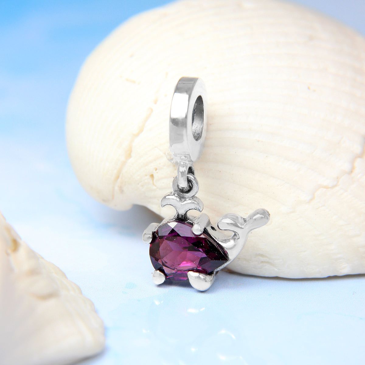 Whale Rhodolite Dangle Bead