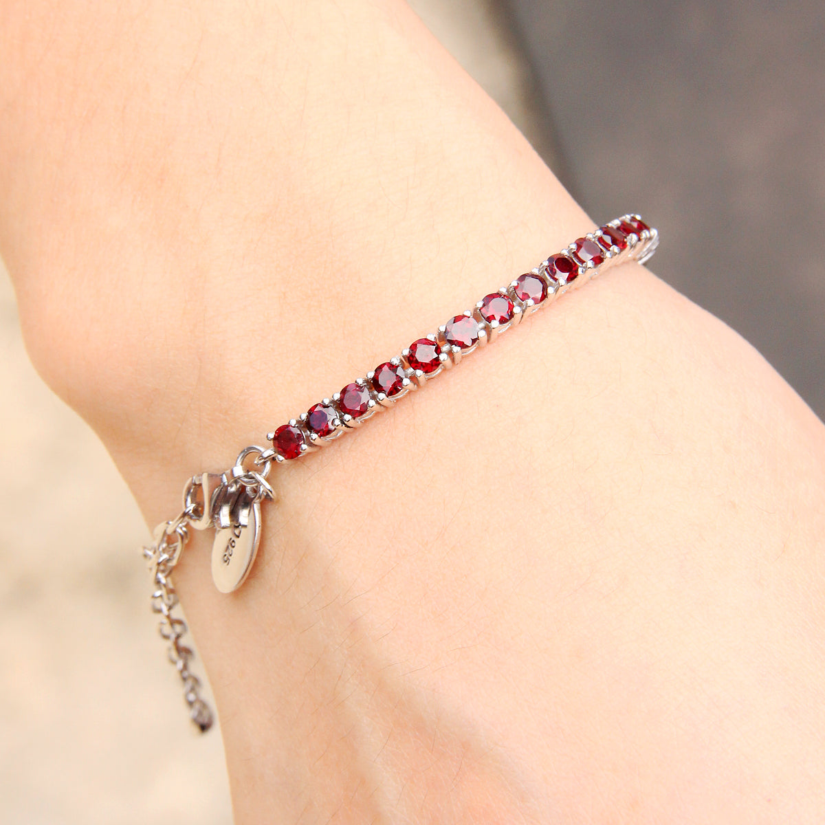 Garnet Deep Red Sparkle Bracelet