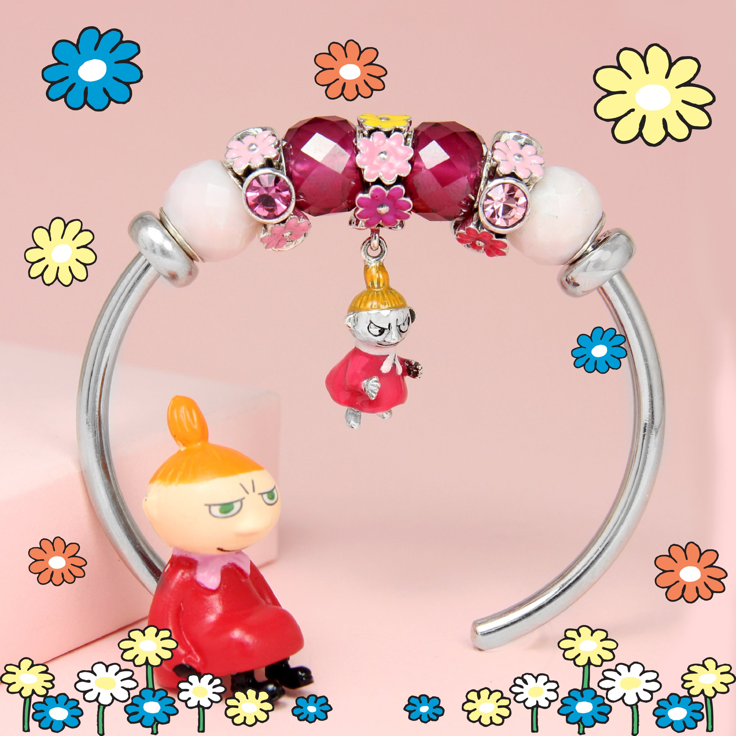 PINK MOOMIN FLOWER SPACER BEAD