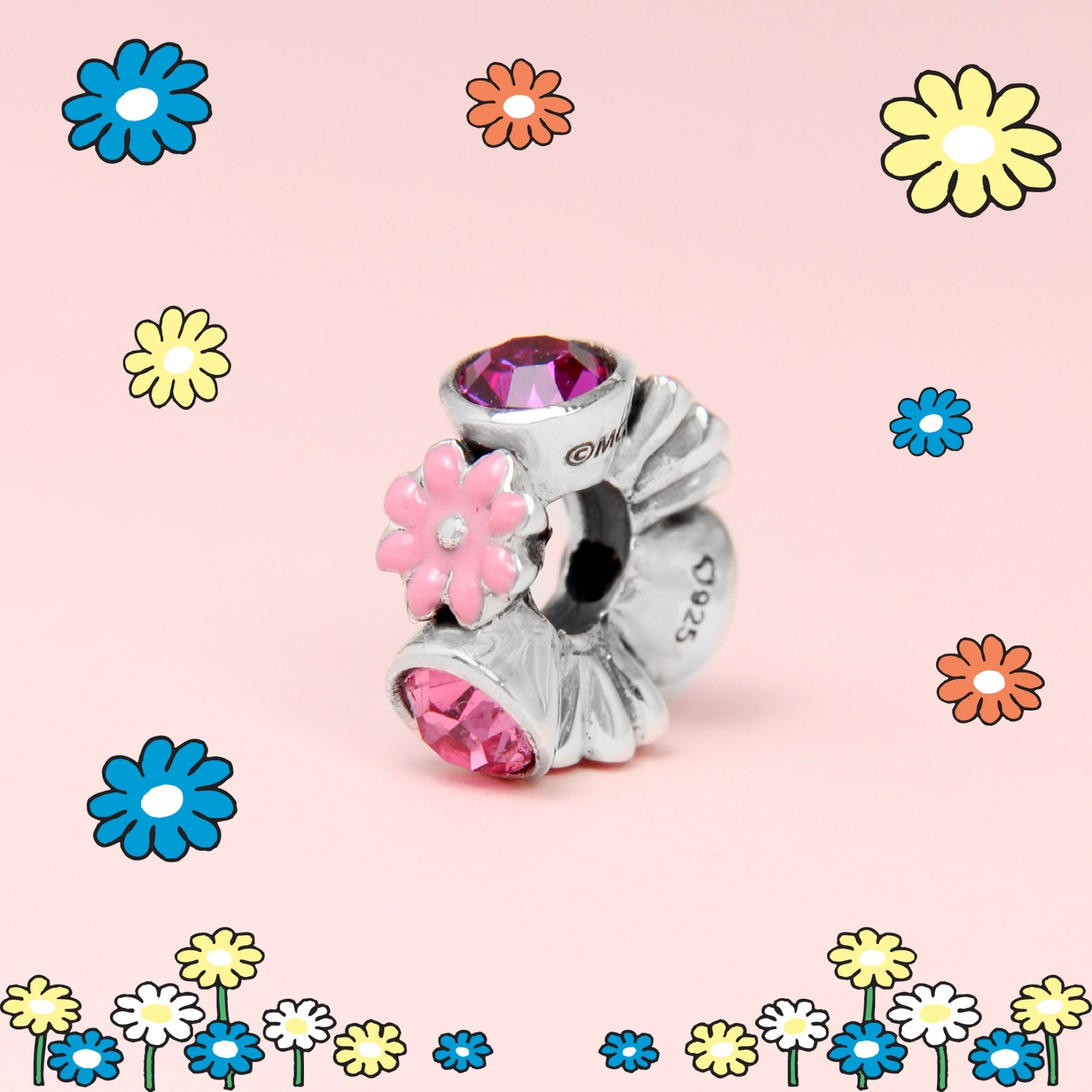 PINK MOOMIN FLOWER SPACER BEAD