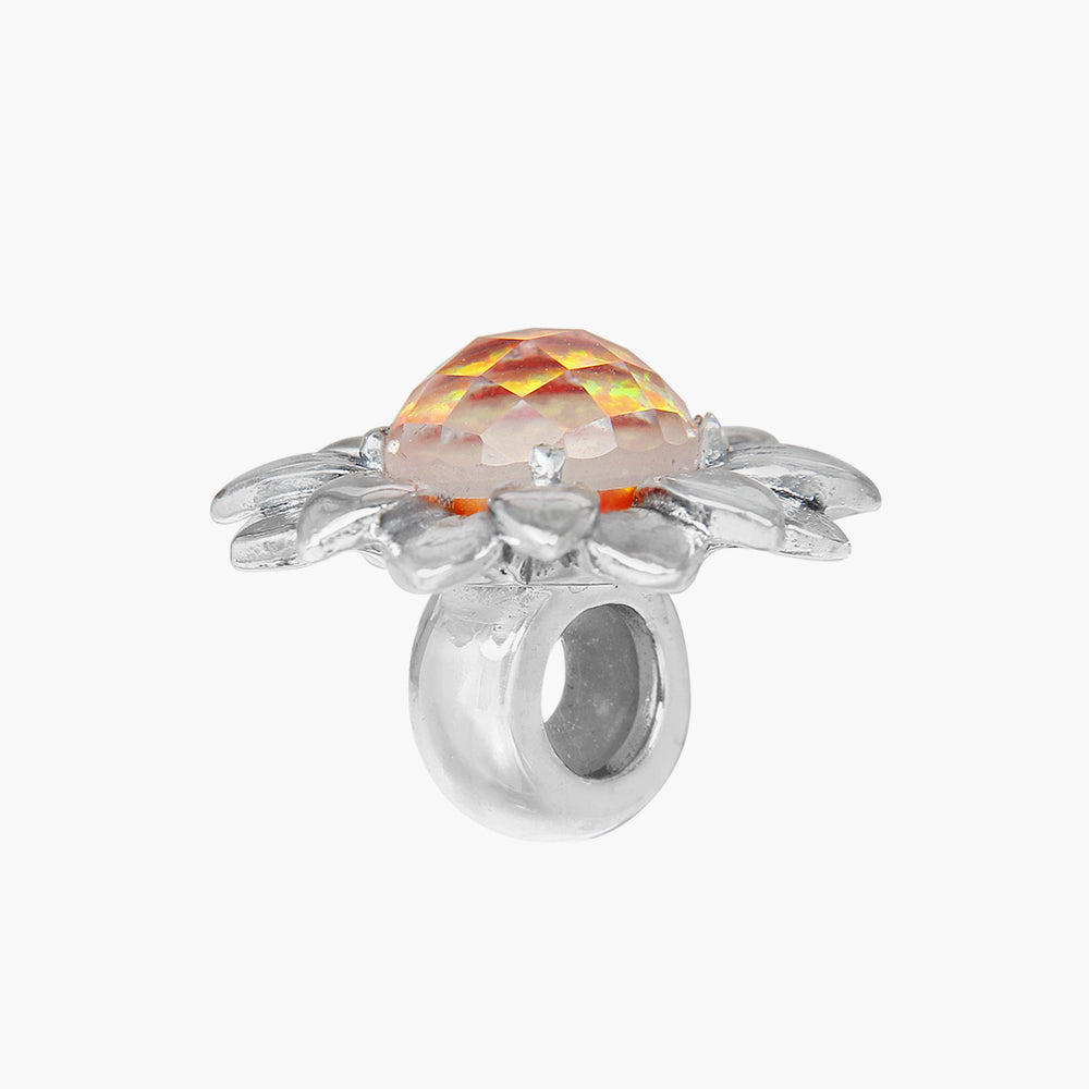 Opalite Orange Flower Stopper Charm