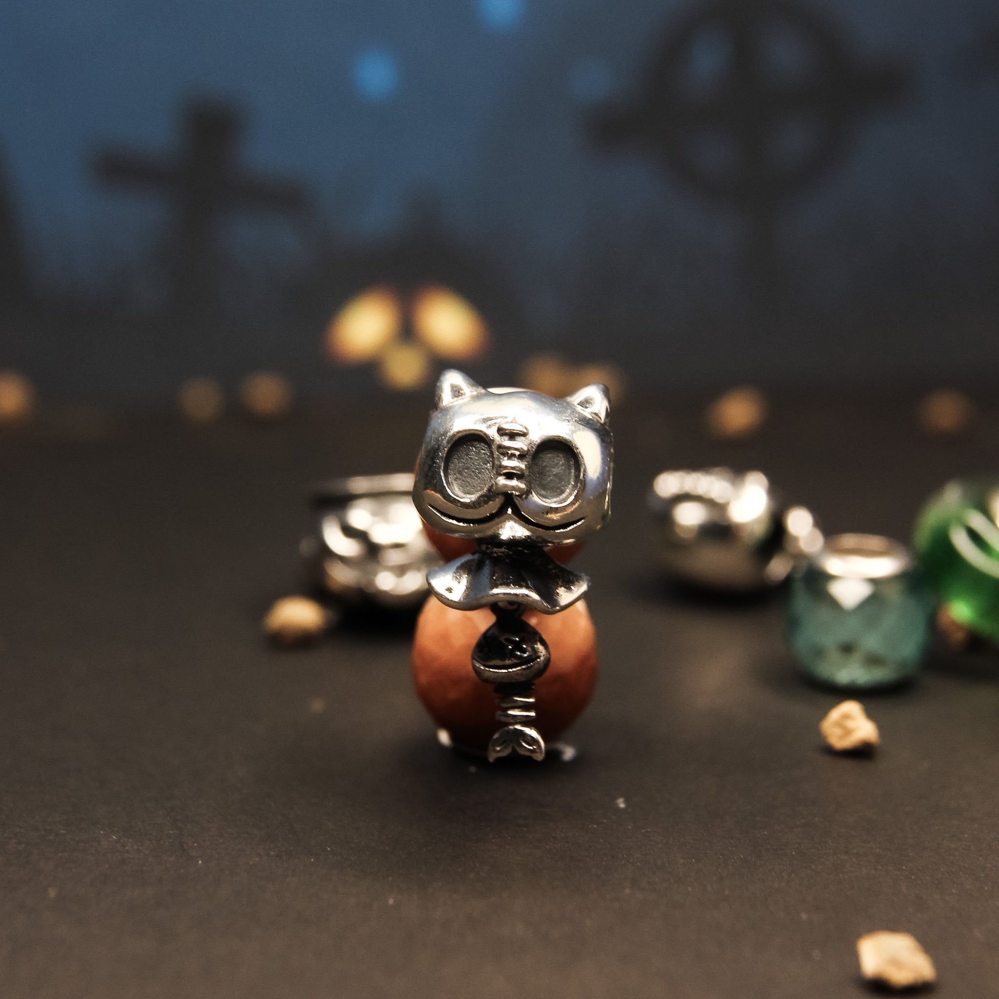 Mr. Whisker the Cat Ghost Bead