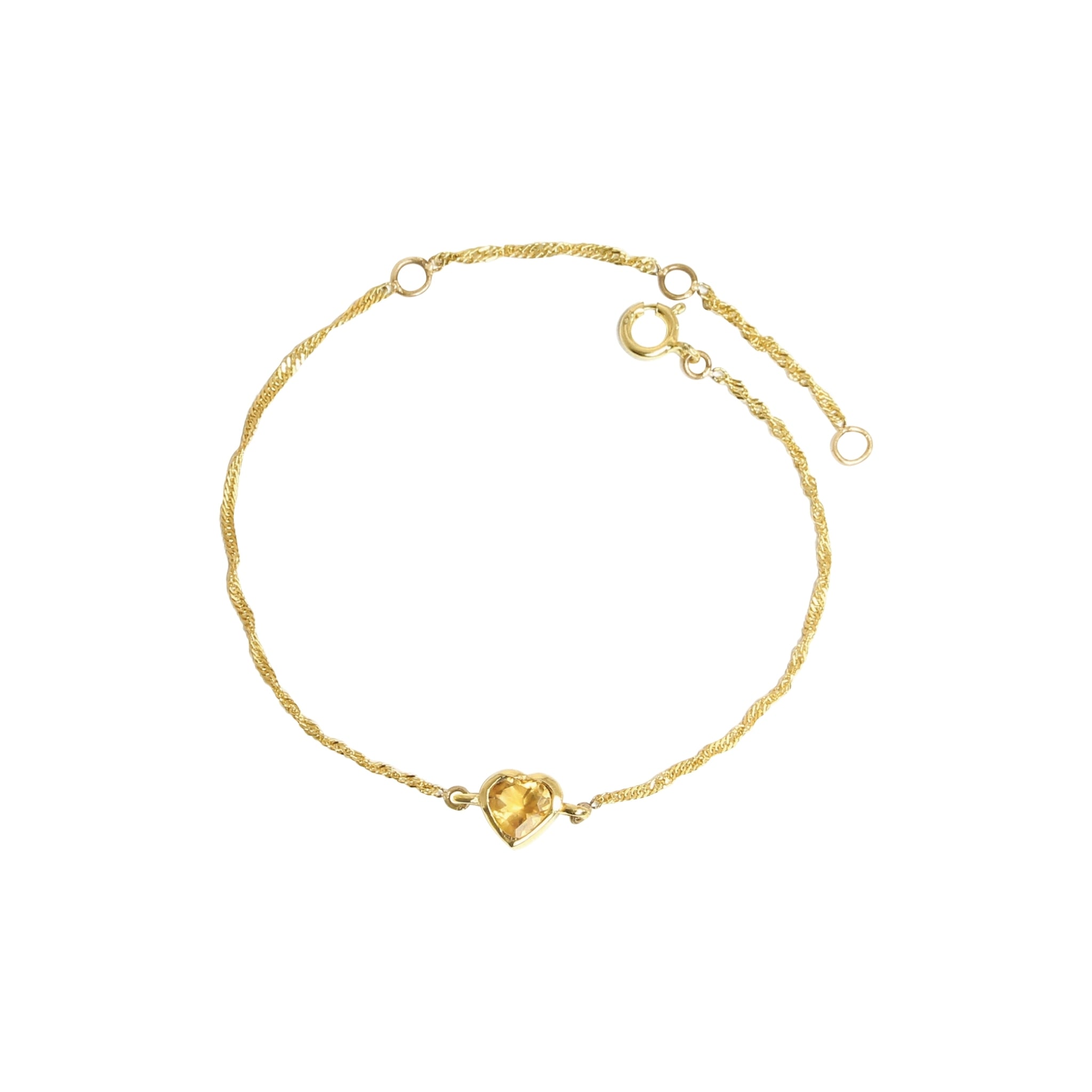 Heart: Solid 9K Gold Bracelet with Genuine Gemstones