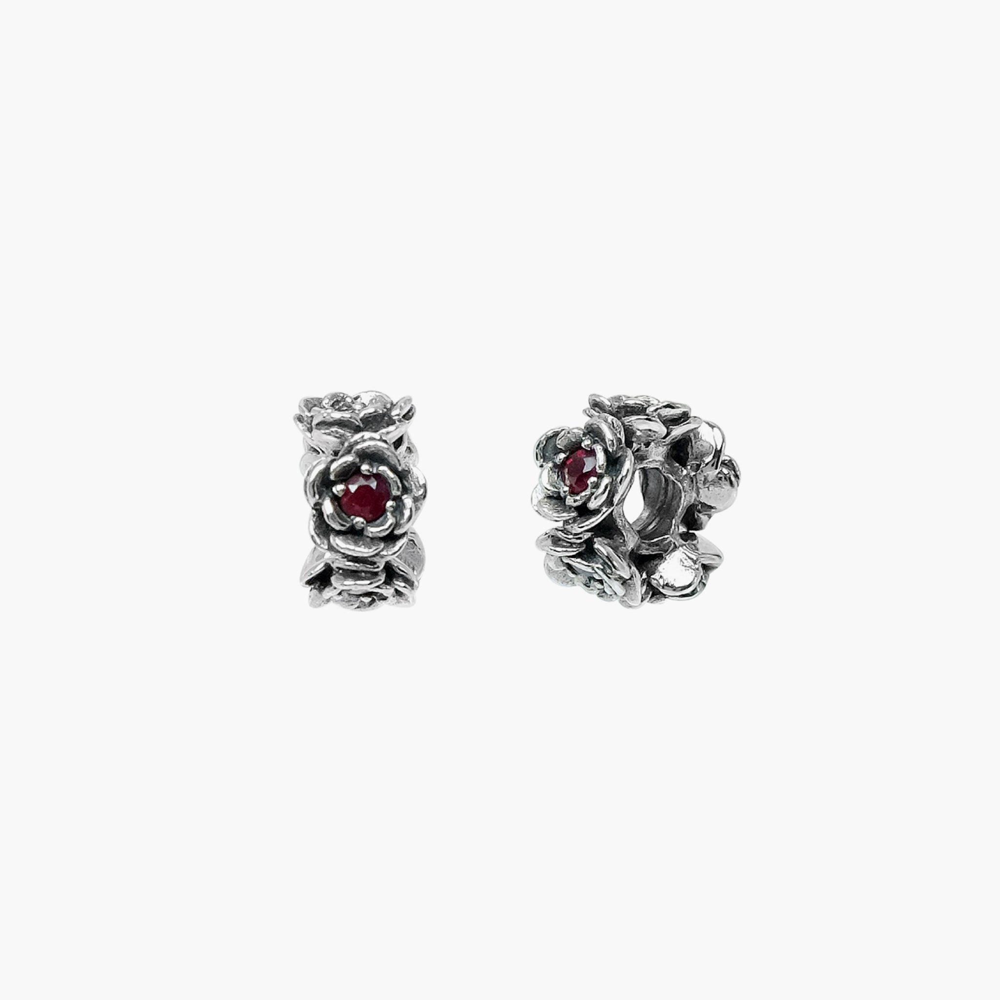 A Pair of Camelia Flower Ruby Spacer