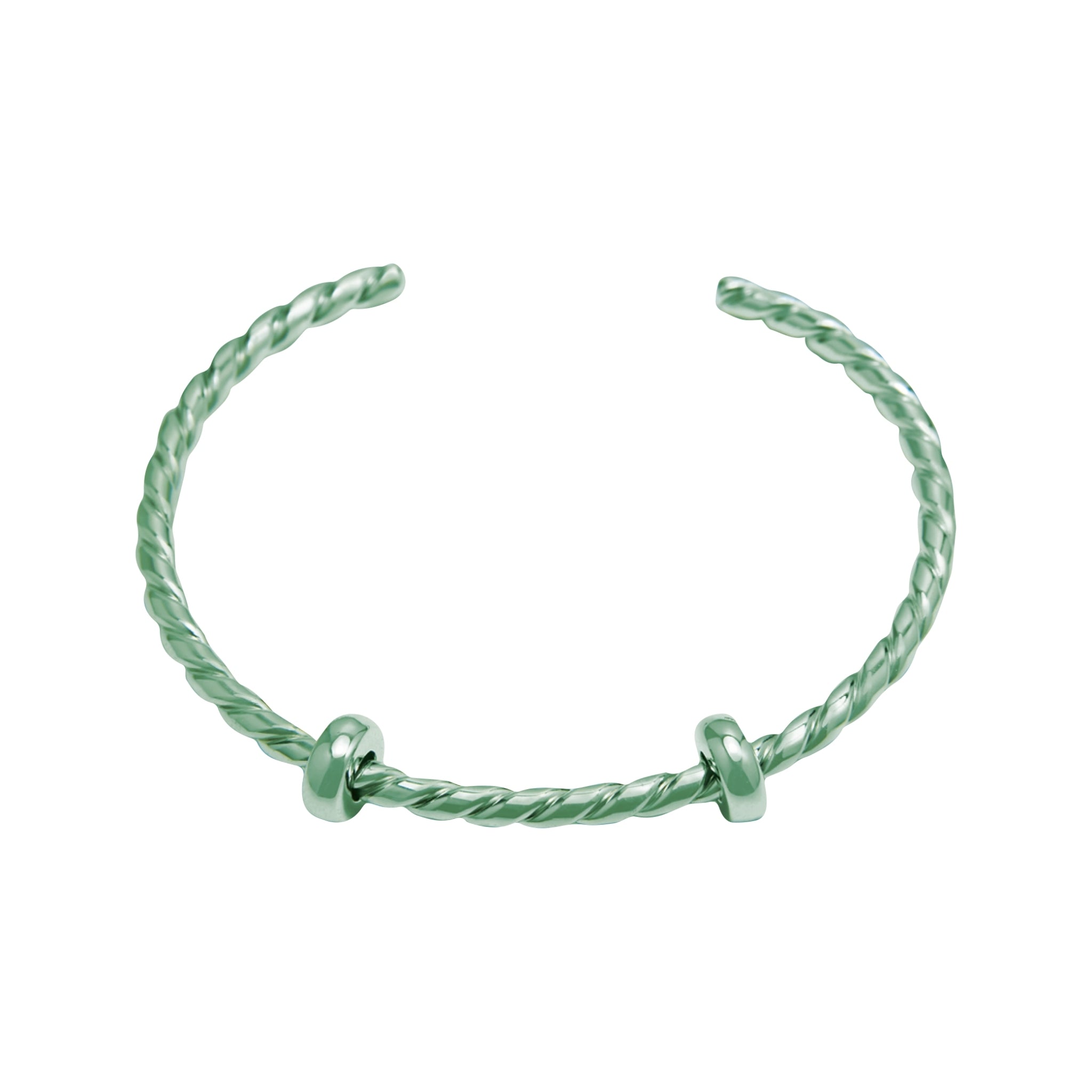 Pastel Green:  Sterling Silver Twisted Open Bangle