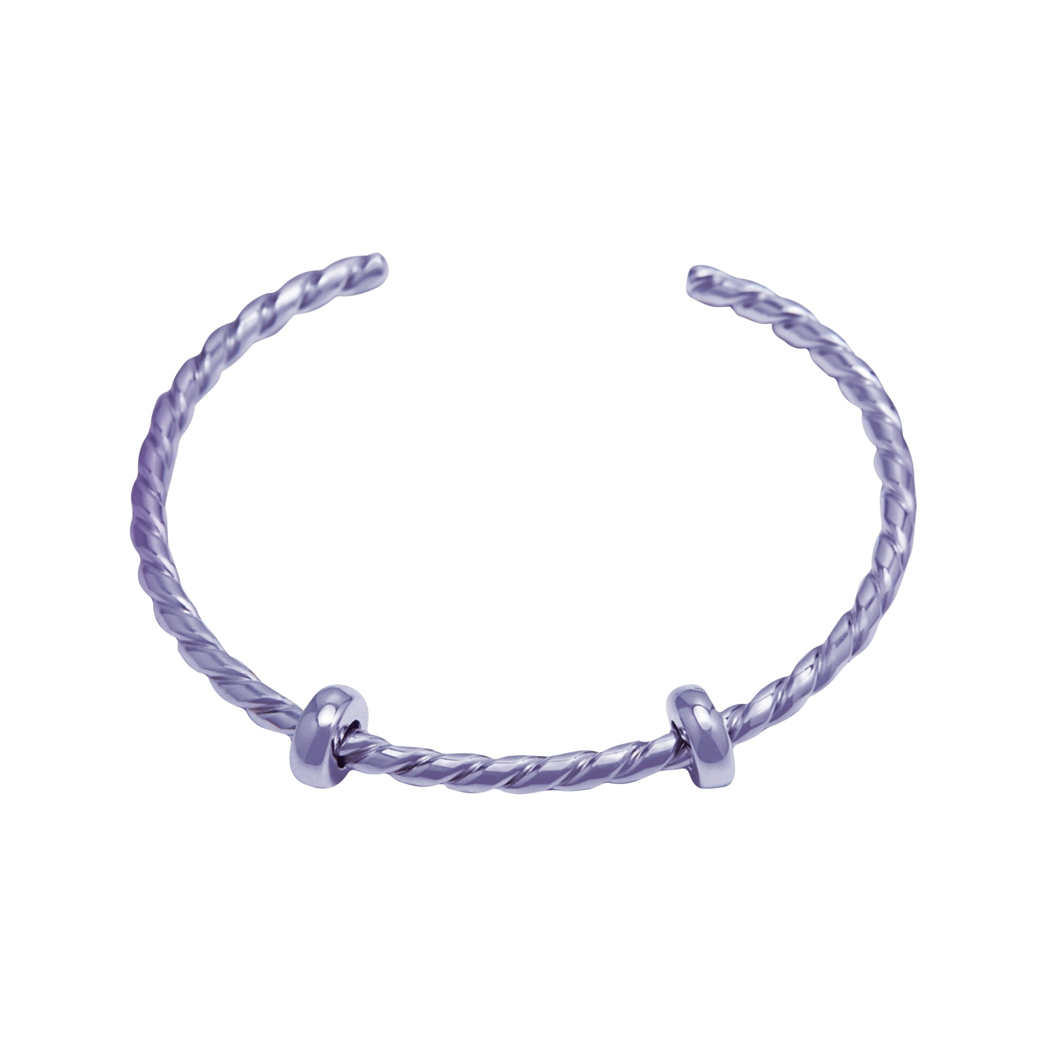 Pastel Purple:  Sterling Silver Twisted Open Bangle