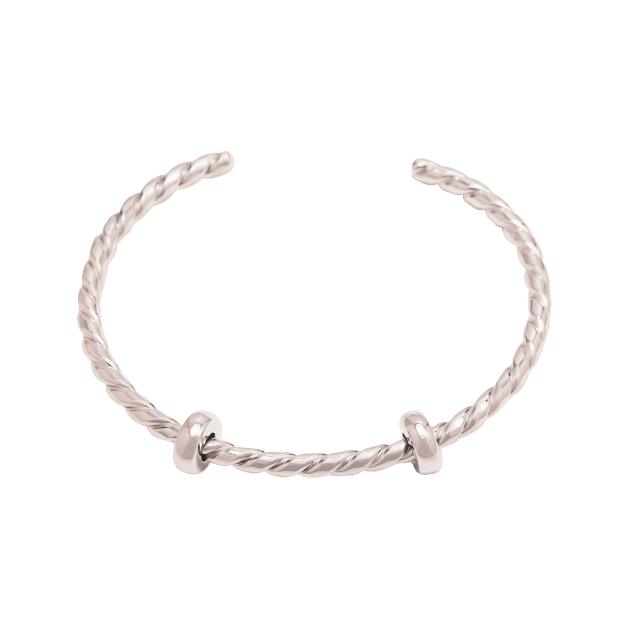 Pastel Pink:  Sterling Silver Twisted Open Bangle