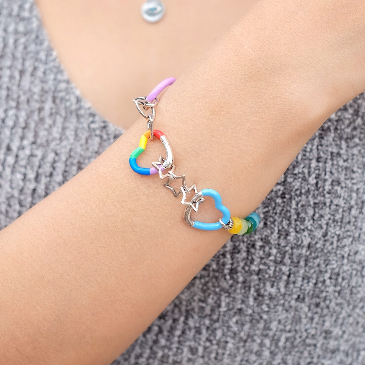 Rainbow Hearts Bracelet Set