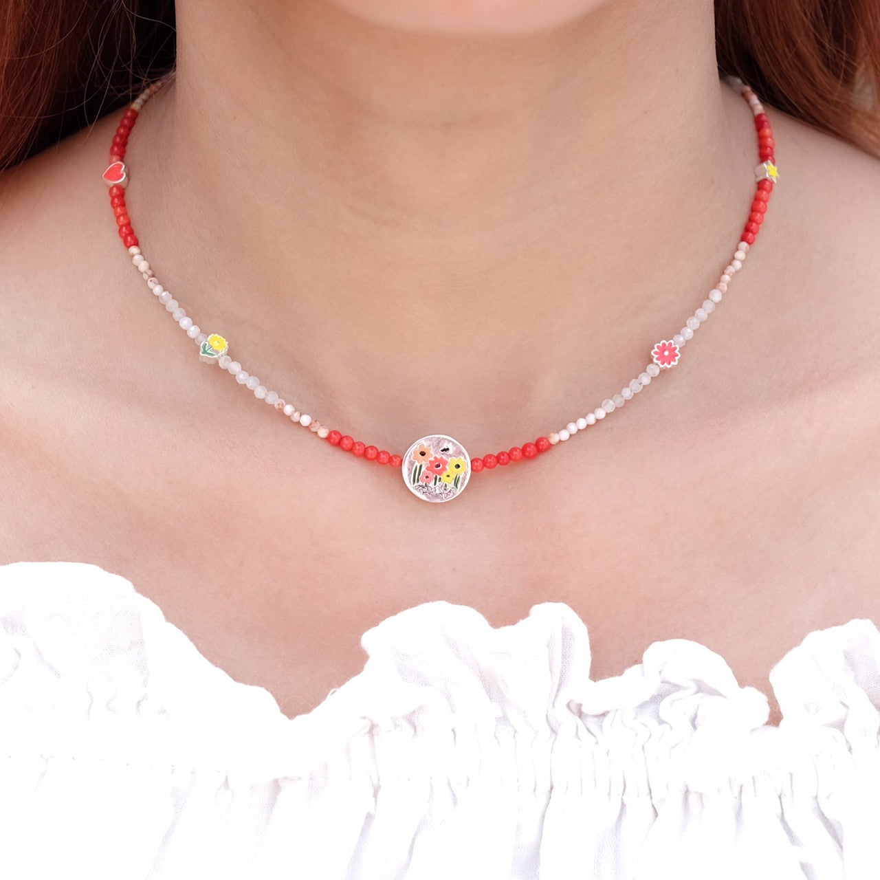 Moomin Flower Genuine Stones Necklace