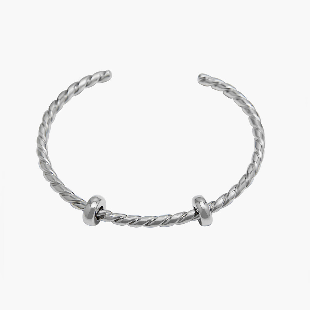 Open Bangle Twisted Silver