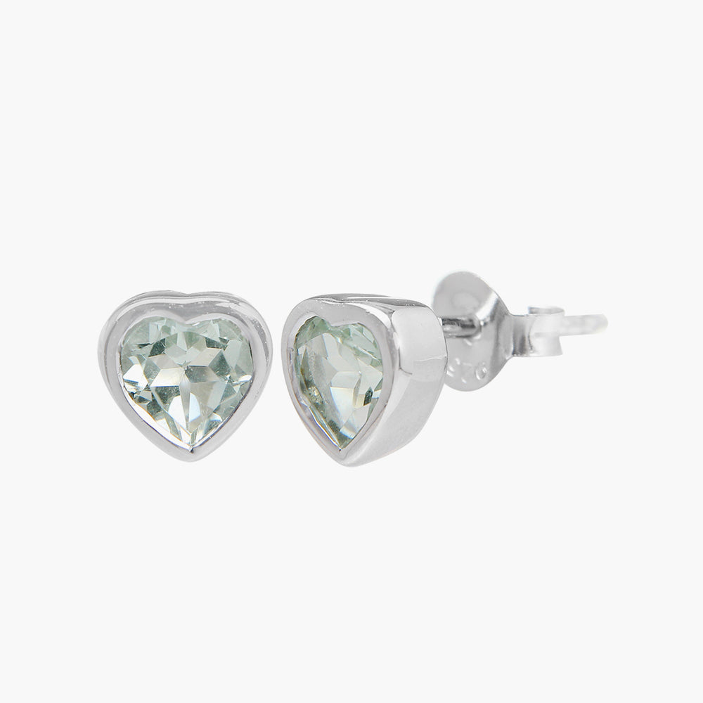 Green Sapphire Heart Earrings