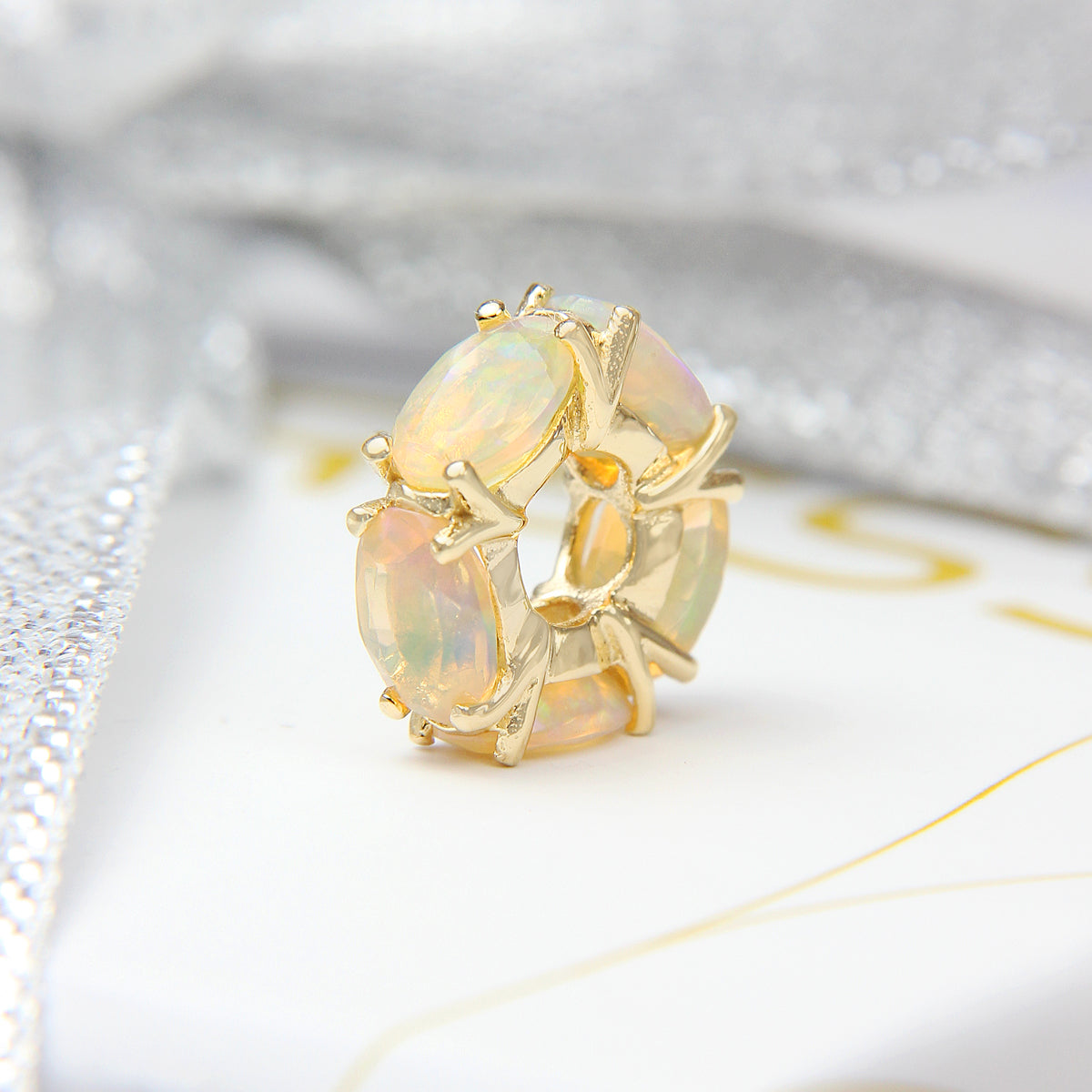 Opal Spacer with Gold Plated Bead