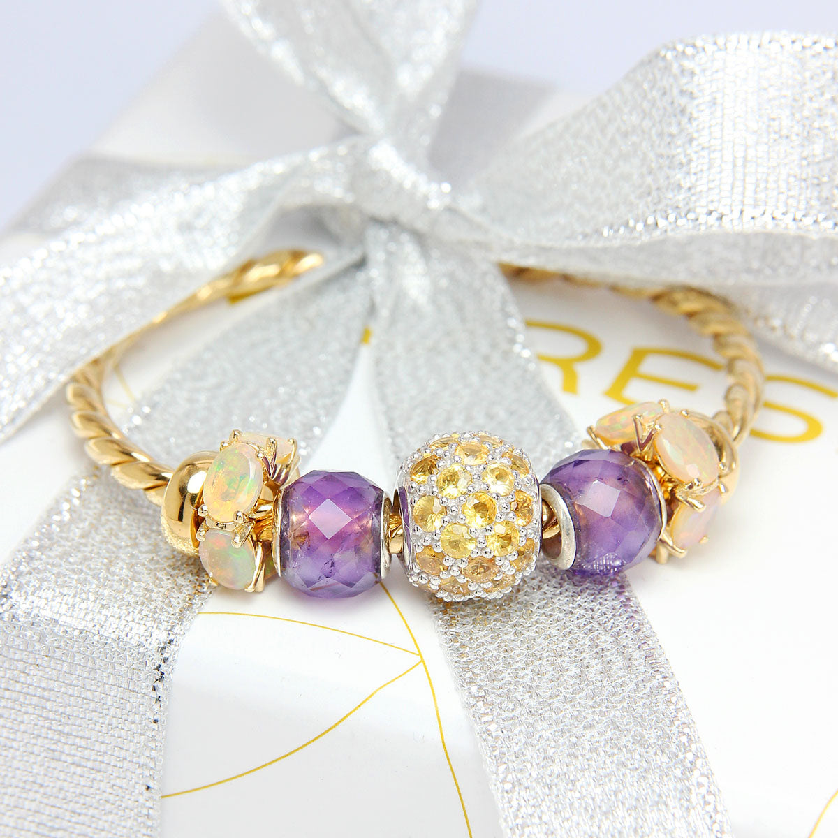 Opal Spacer with Gold Plated Bead