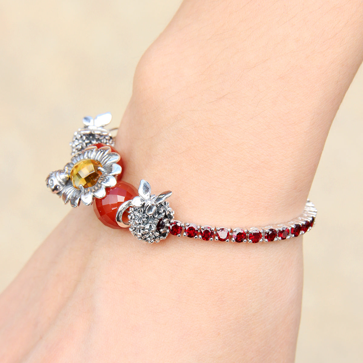 Garnet Deep Red Sparkle Bracelet