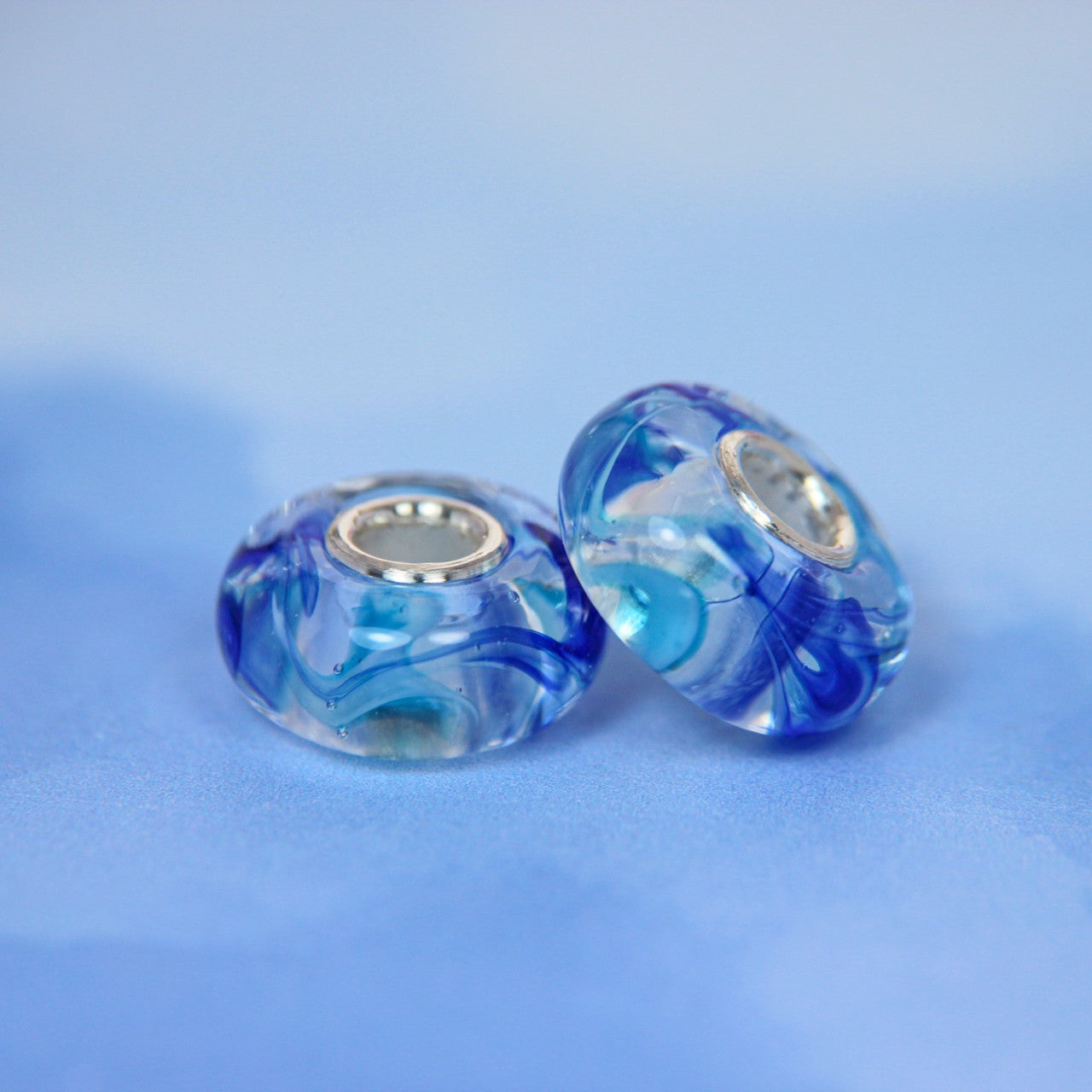 Marble Glass Bead Blue