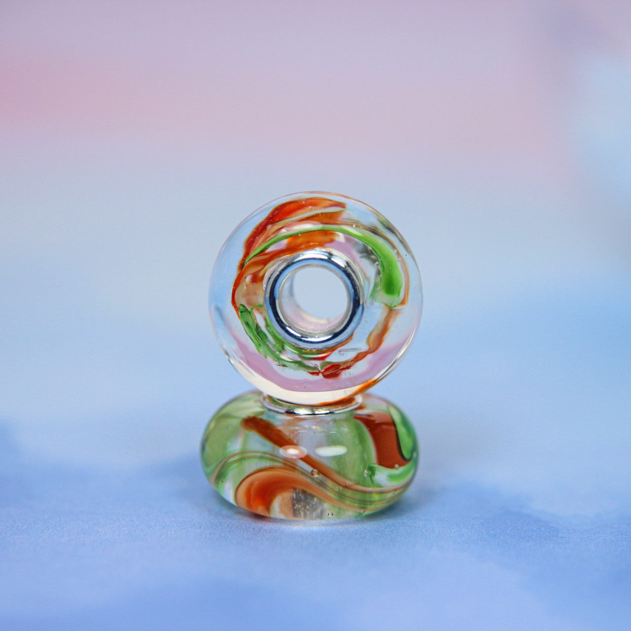 Marble Glass Bead Green