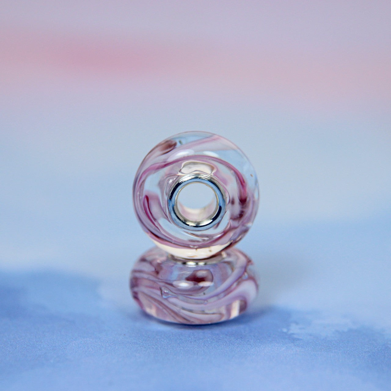 Marble Glass Bead Pink