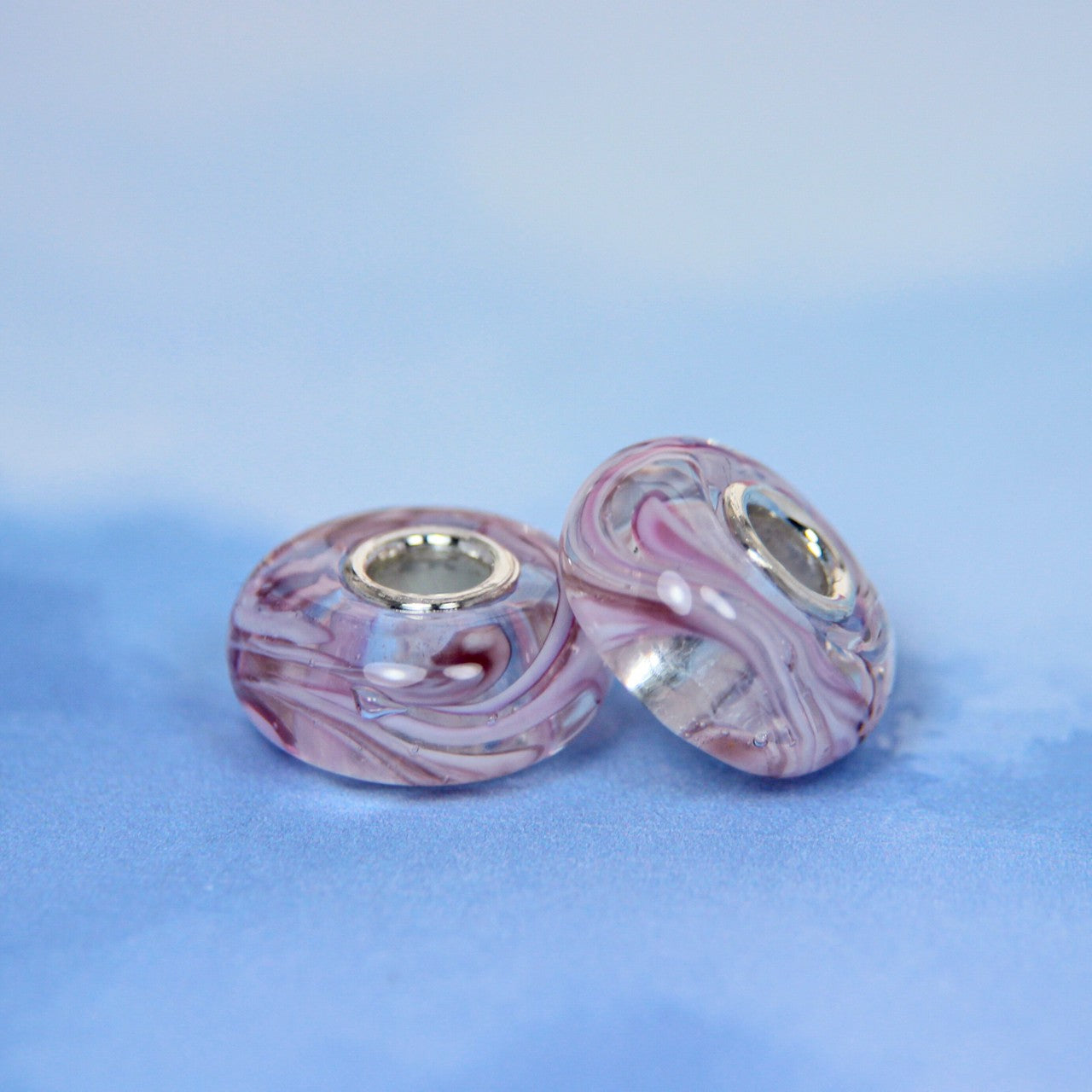 Marble Glass Bead Pink
