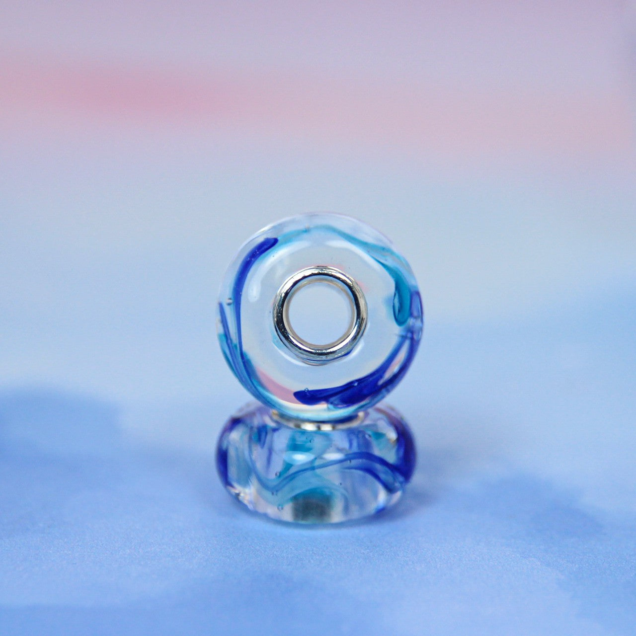 Marble Glass Bead Blue